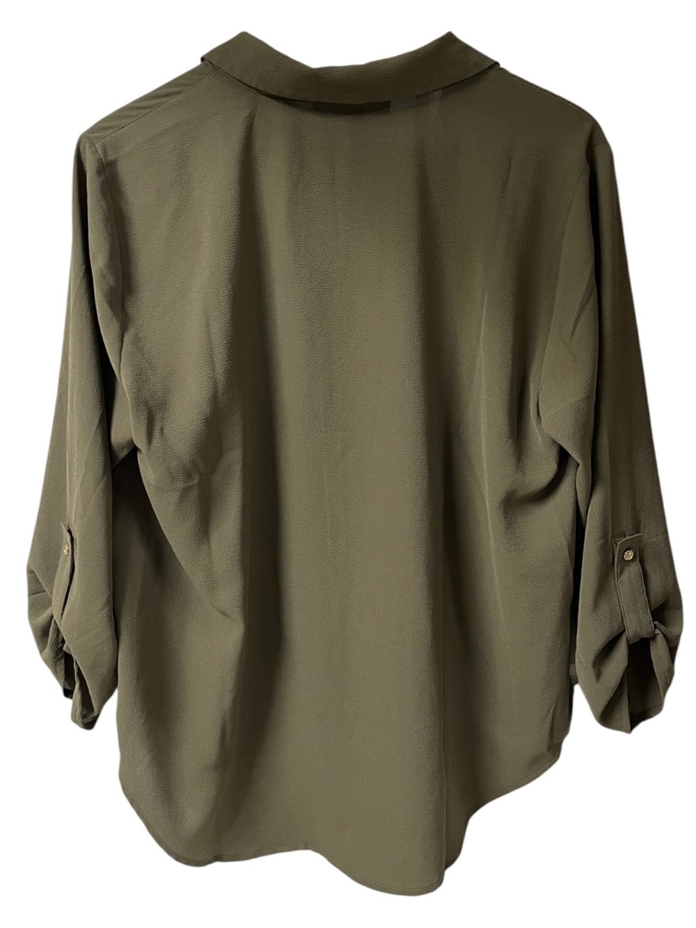 MICHAEL Michael Kors Olive Green Button Down 3/4 Length Sleeves Blouse - Picture 3 of 8